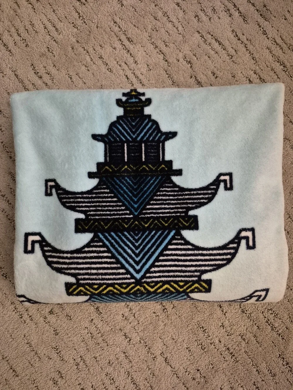 Jonathan Adler Luxembourg Beach Towel Pagoda Brown & Teal Oversized